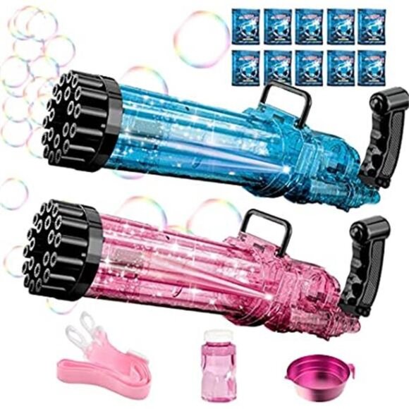 2 Pack 21 Holes Bubble Machine Bubble Gun 2022 Cool Toys - Picture 5 of 6